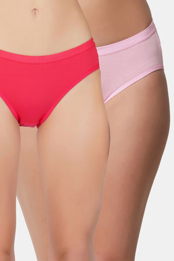 Buy Bleeding Heart Medium Rise Half Coverage Bikini Panty (Pack of 2) - Pink Magenta